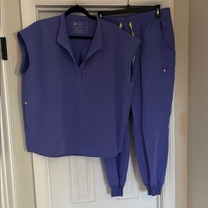 Figs scrubs Purple Jogger Pants & Top Set